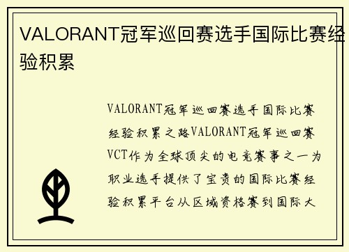 VALORANT冠军巡回赛选手国际比赛经验积累